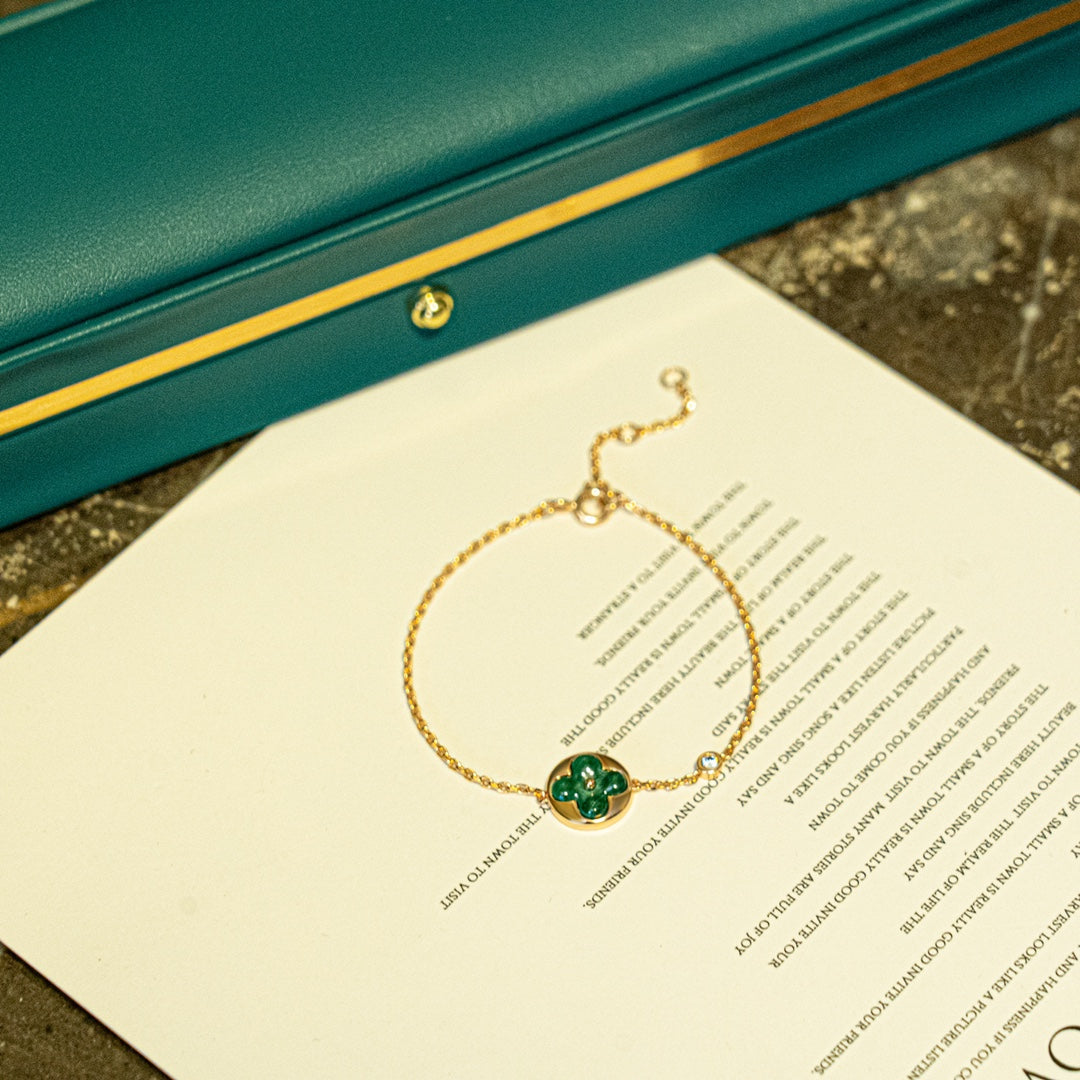 [Resenly Jewelry]サン マラカイト 1ダイヤモンド ピンクゴールド ブレスレット
