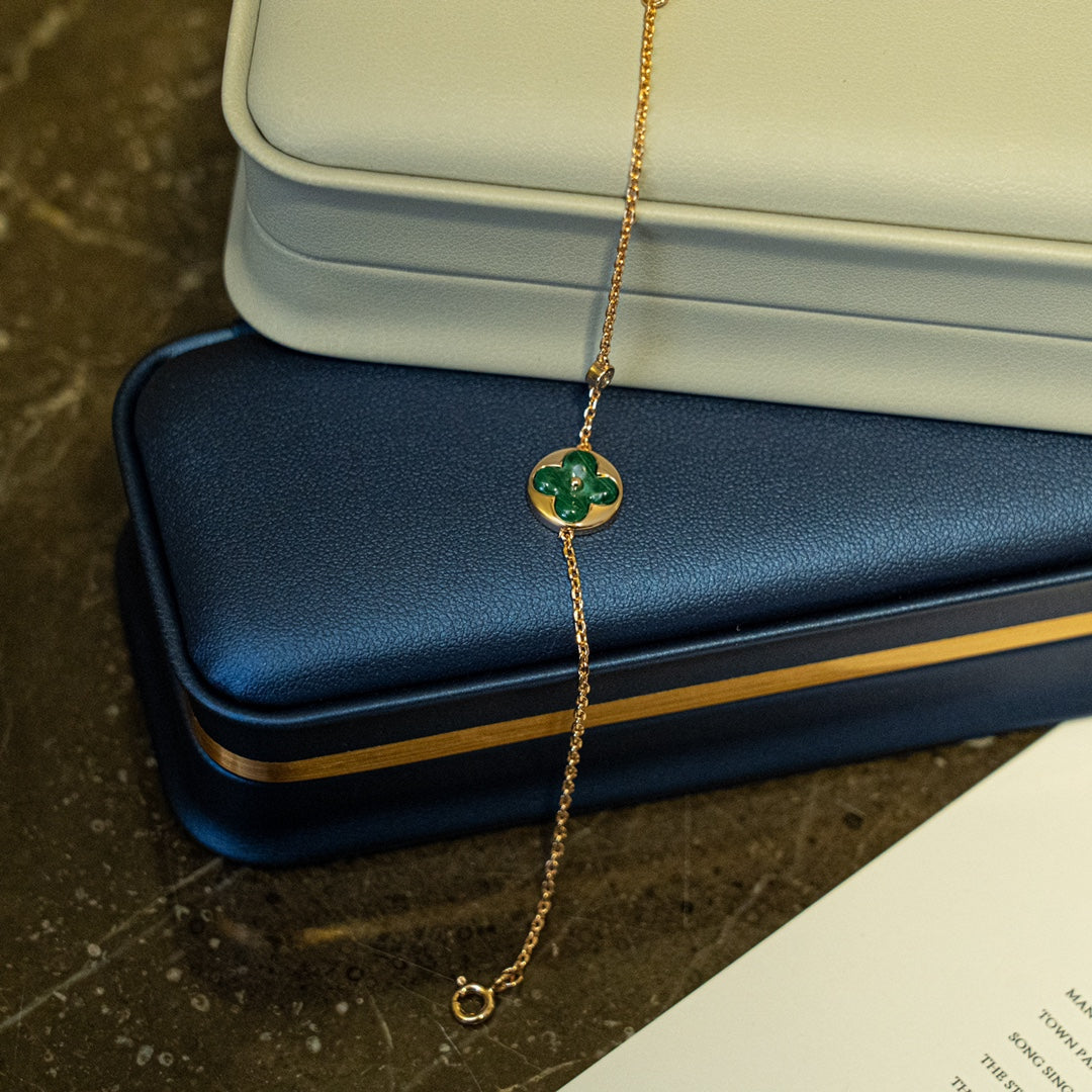 [Resenly Jewelry]サン マラカイト 1ダイヤモンド ピンクゴールド ブレスレット