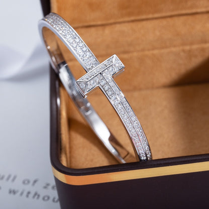 [Resenly Jewelry]WIDE DIAMONDS HINGED BANGLE SILVER