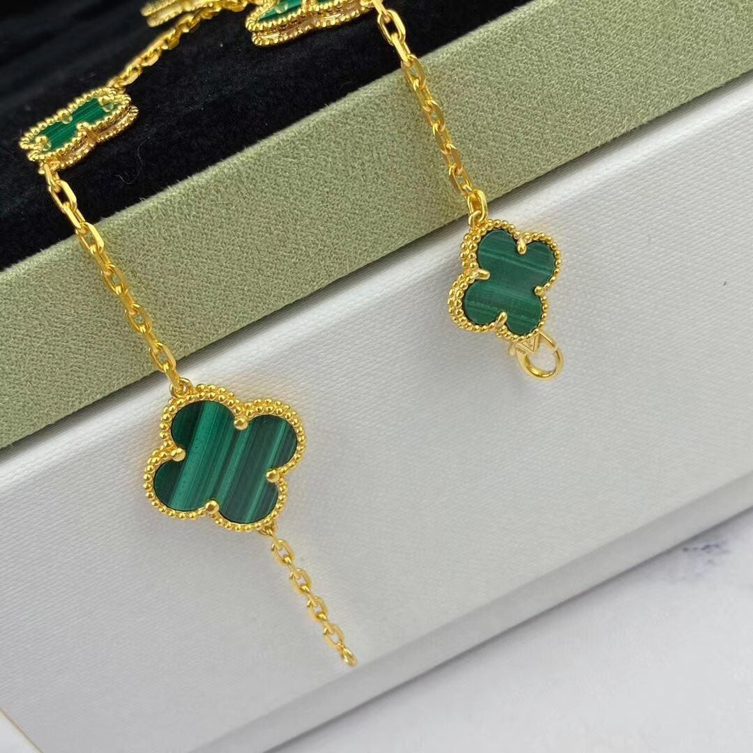 [Resenly Jewelry]MAGIC CLOVER MALACHITE GOLD BRACELET 5 MOTIFS