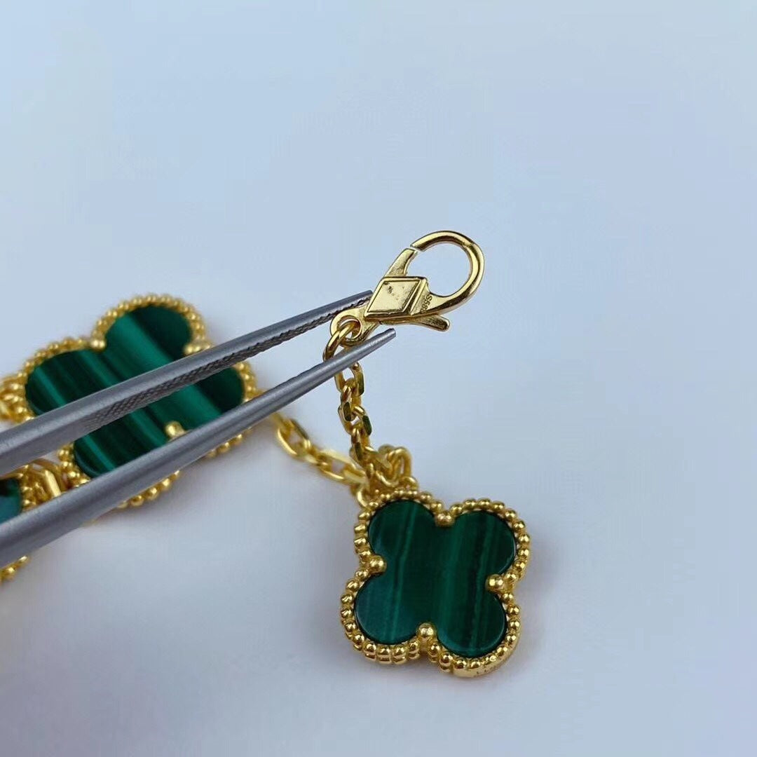 [Resenly Jewelry]MAGIC CLOVER MALACHITE GOLD BRACELET 5 MOTIFS