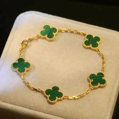 [Resenly Jewelry] CLOVER 5 MOTIF MALACHITE BRACELET COLLECTION
