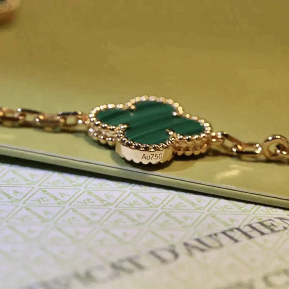[Resenly Jewelry] CLOVER 5 MOTIF MALACHITE BRACELET COLLECTION