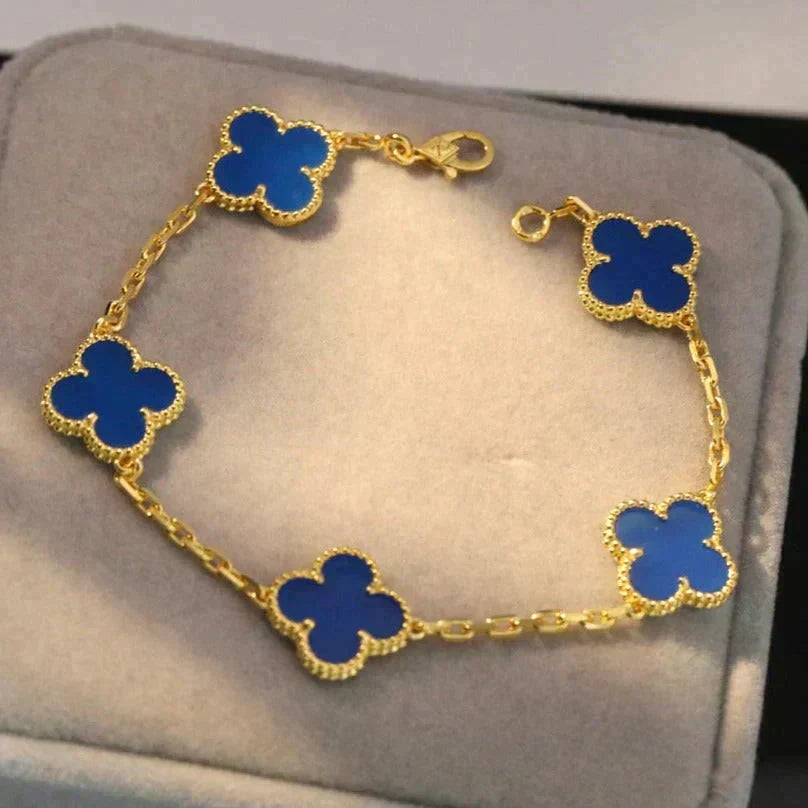 [Resenly Jewelry] クローバー 5モチーフ ブルーアゲート ブレスレット コレクション