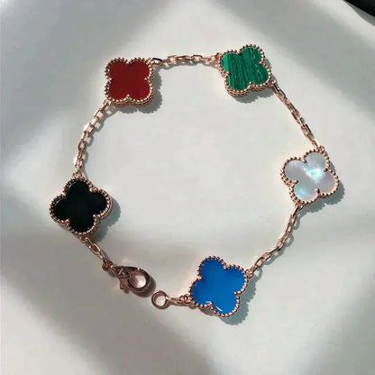 [Resenly Jewelry]CLOVER 5 MOTIFS MULTICOLOR BRACELET