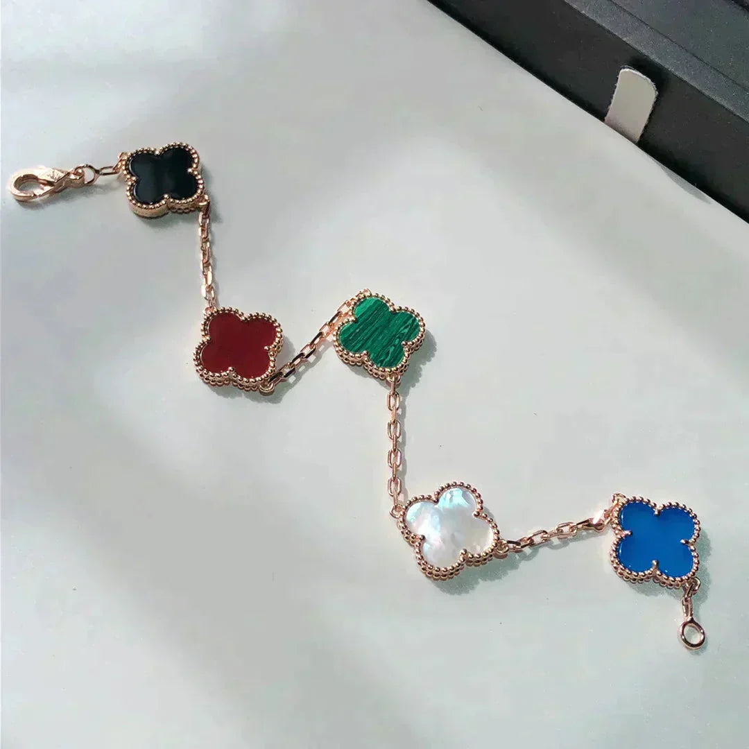 [Resenly Jewelry]CLOVER 5 MOTIFS MULTICOLOR BRACELET