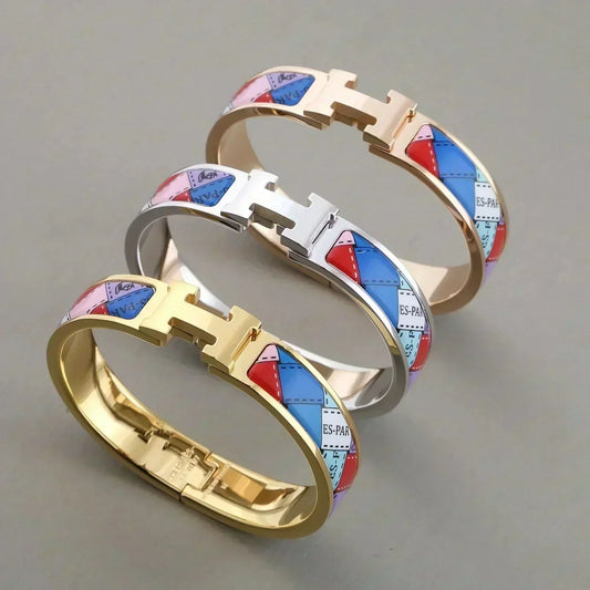 [Resenly Jewelry]H BRACELET DOTTED BORDER 12MM