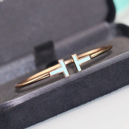 [Resenly Jewelry]T BRACELET 1.8MM TURQUOISE PINK GOLD