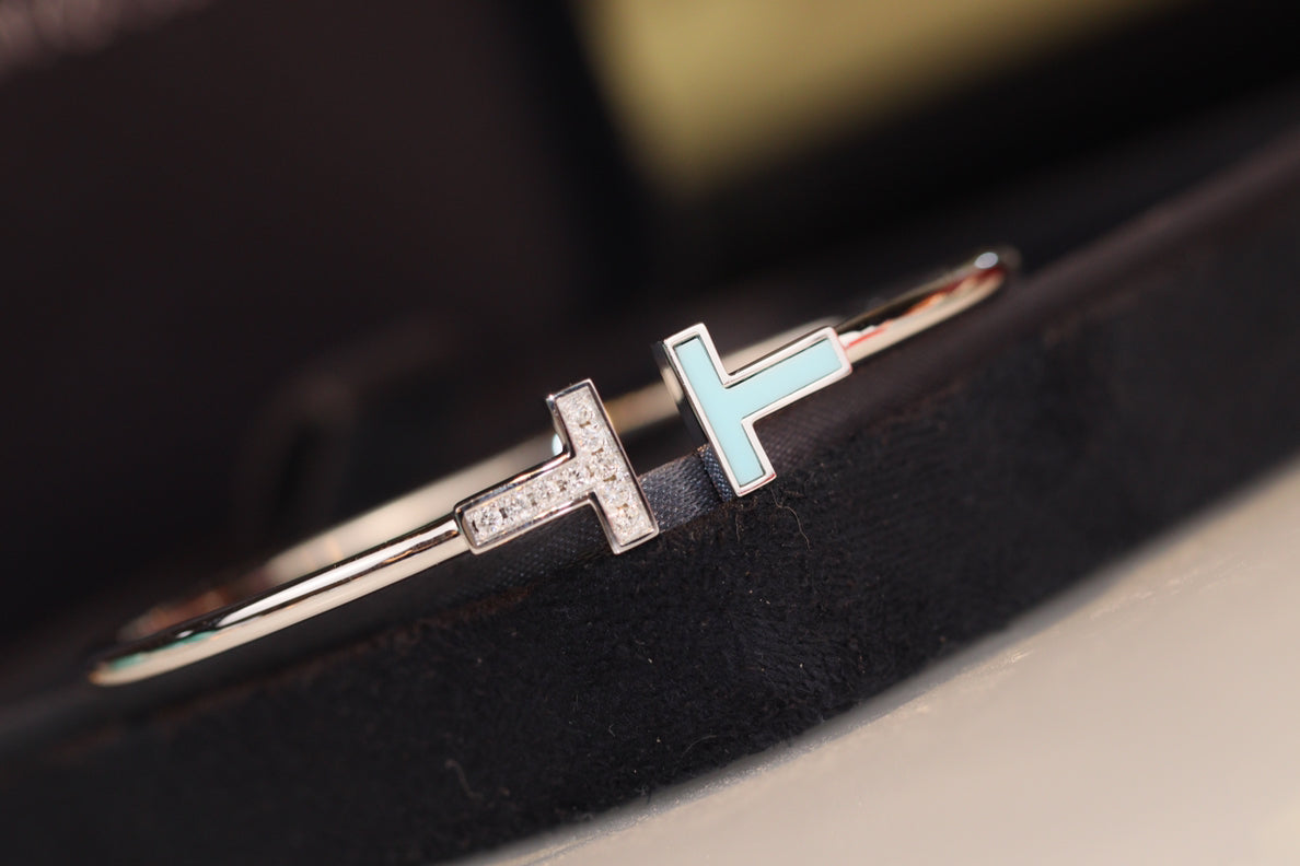 [Resenly Jewelry]T BRACELET 1.8MM TURQUOISE DIAMOND PINK GOLD