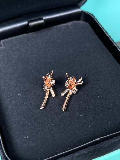[Resenly Jewelry] ノットピアス ピンクゴールド ダイヤモンド