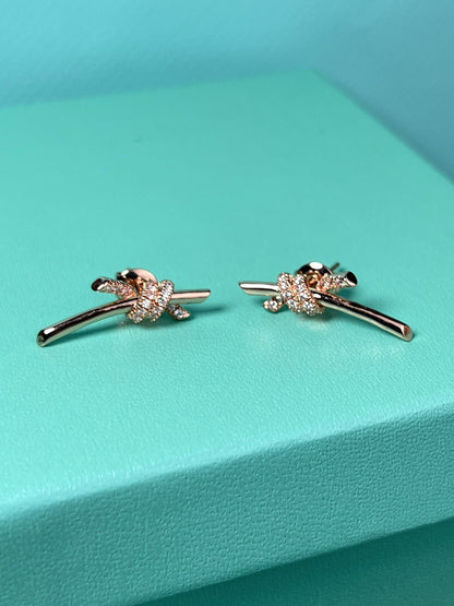 [Resenly Jewelry] ノットピアス ピンクゴールド ダイヤモンド