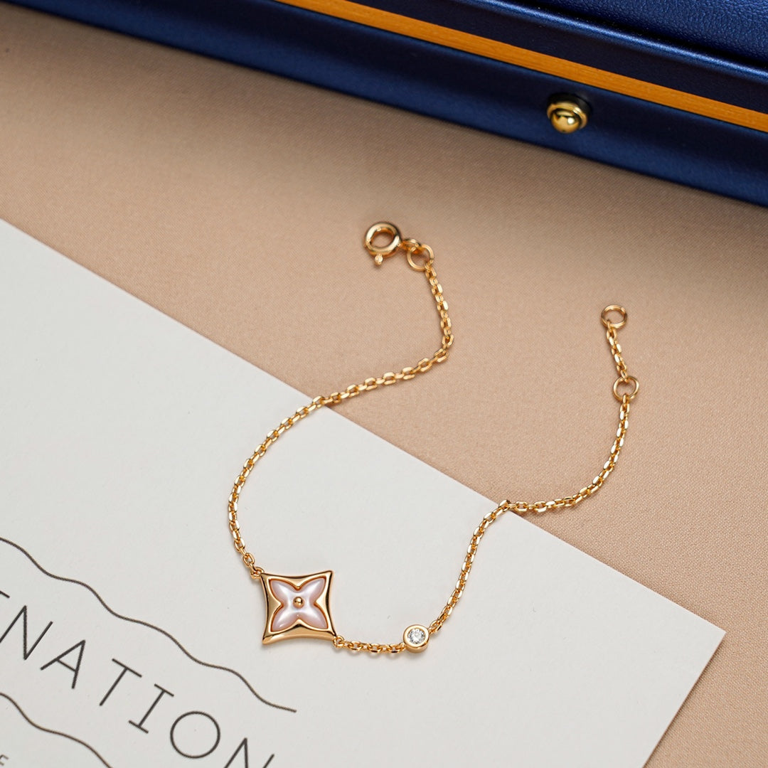 [Resenly Jewelry]STAR 1 DIAMOND PINK GOLD BRACELET
