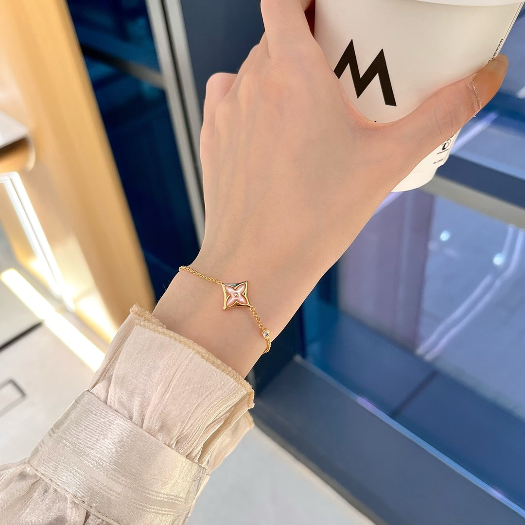 [Resenly Jewelry]STAR 1 DIAMOND PINK GOLD BRACELET