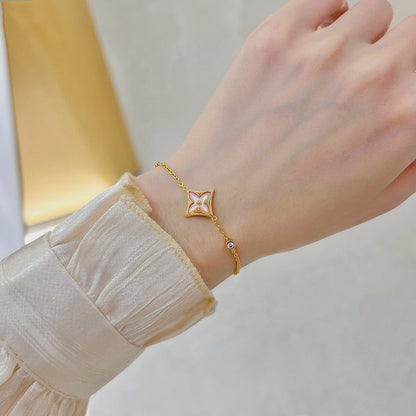 [Resenly Jewelry]STAR 1 DIAMOND PINK GOLD BRACELET