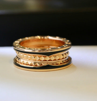 [Resenly Jewelry]ZERO 1 PINK GOLD BLACK CERAMIC RING