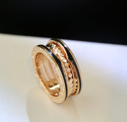 [Resenly Jewelry]ZERO 1 ピンクゴールド ブラックセラミックリング