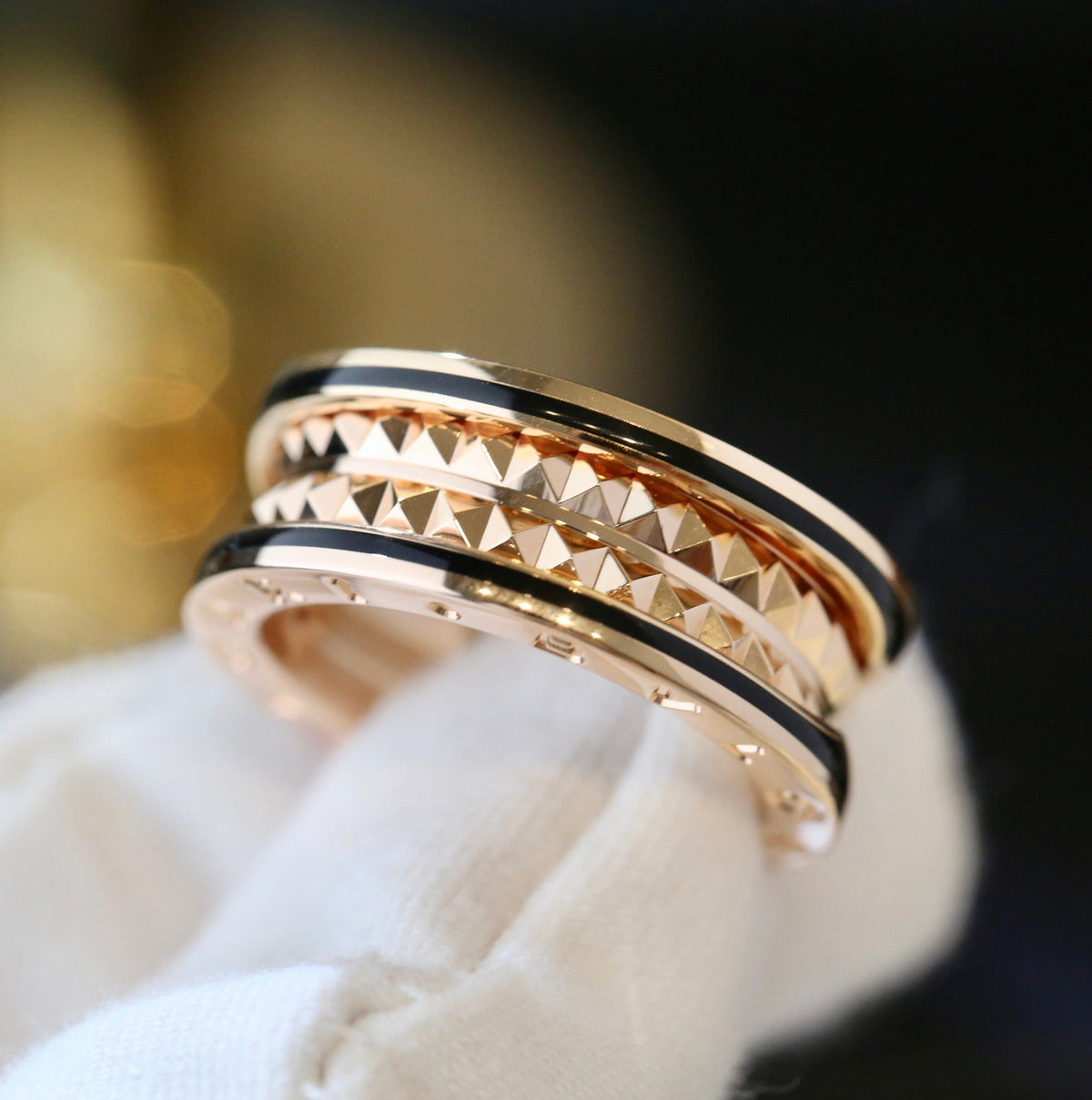 [Resenly Jewelry]ZERO 1 PINK GOLD BLACK CERAMIC RING