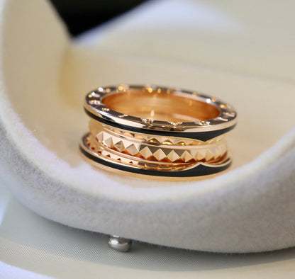 [Resenly Jewelry]ZERO 1 PINK GOLD BLACK CERAMIC RING