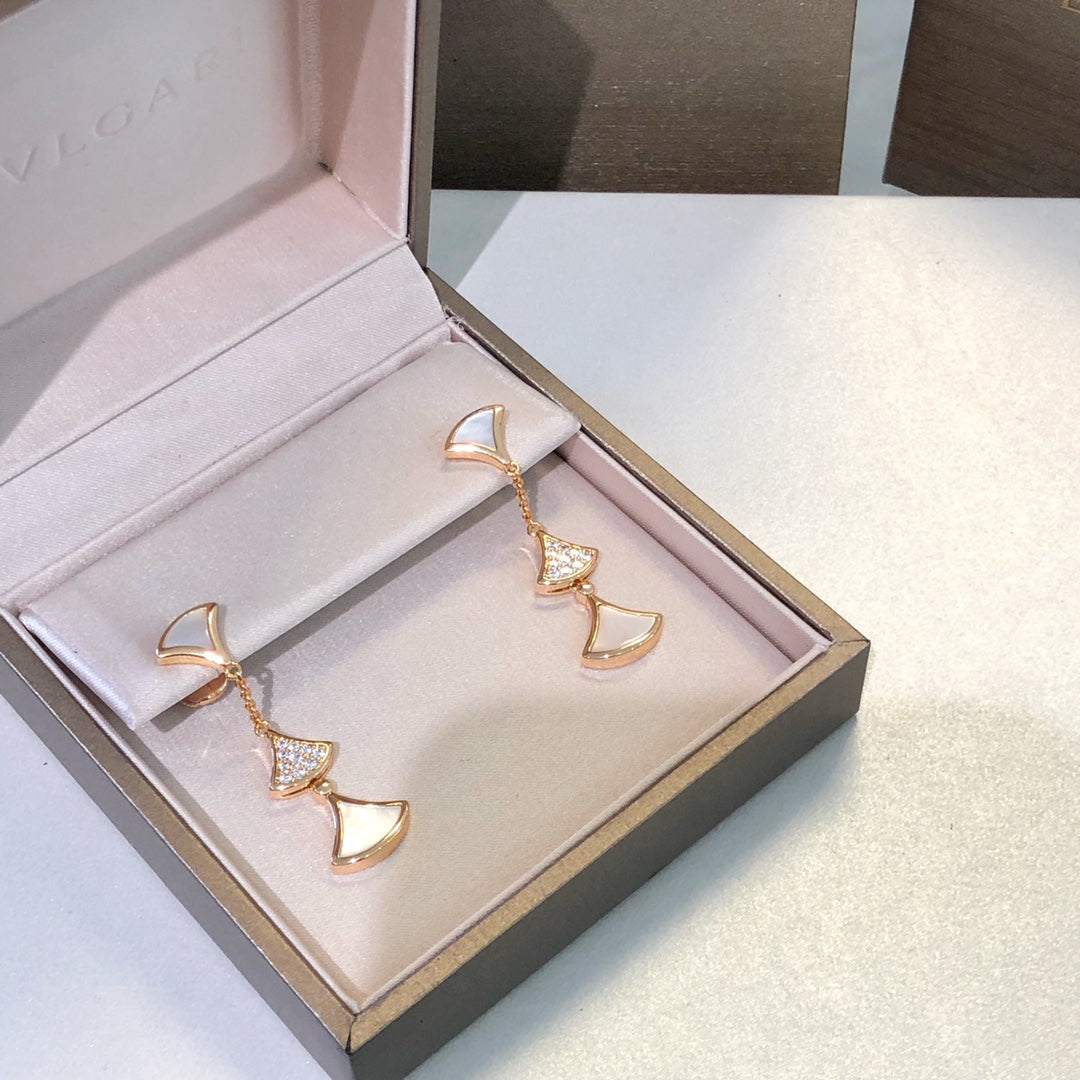 [Resenly Jewelry]ドリーム イヤリング 3モチーフ ダイヤモンド マザーオブパール ピンクゴールド
