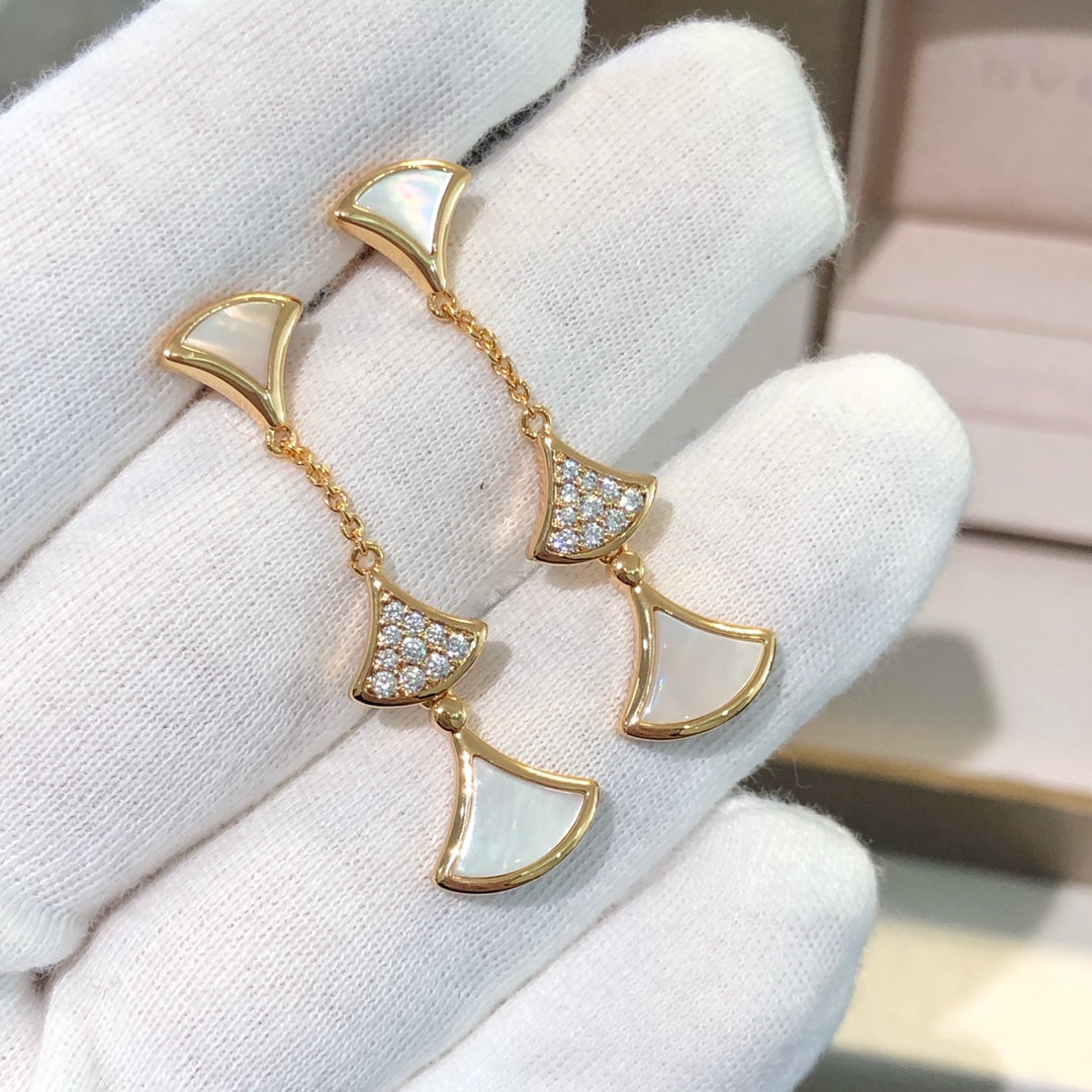 [Resenly Jewelry]ドリーム イヤリング 3モチーフ ダイヤモンド マザーオブパール ピンクゴールド