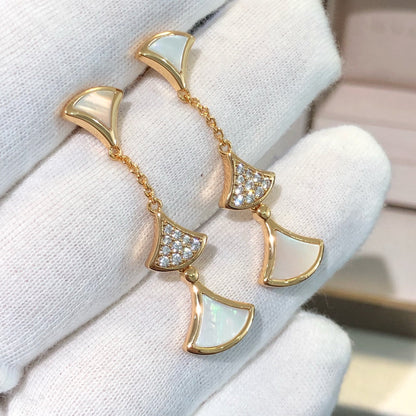 [Resenly Jewelry]ドリーム イヤリング 3モチーフ ダイヤモンド マザーオブパール ピンクゴールド