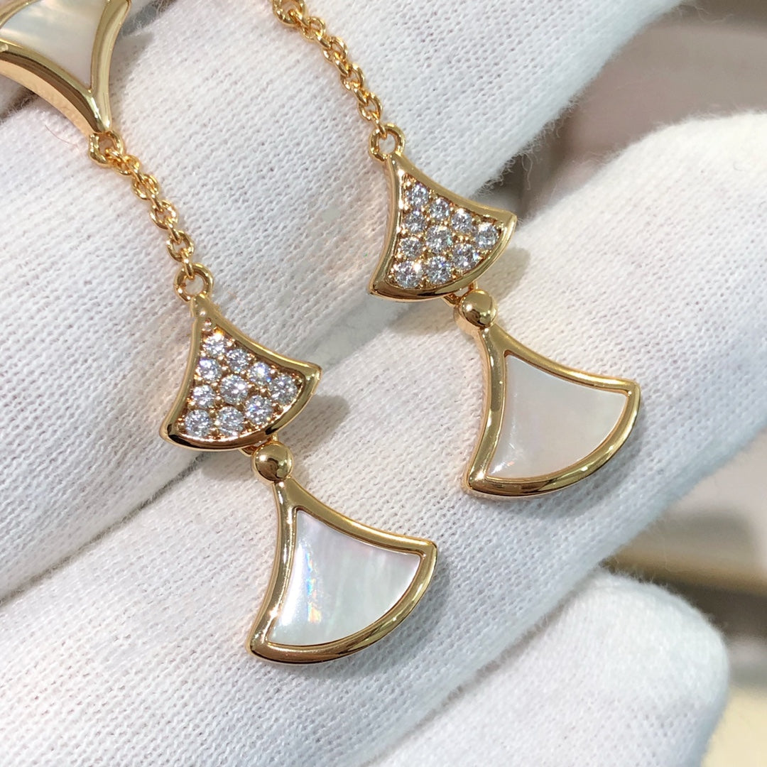 [Resenly Jewelry]ドリーム イヤリング 3モチーフ ダイヤモンド マザーオブパール ピンクゴールド