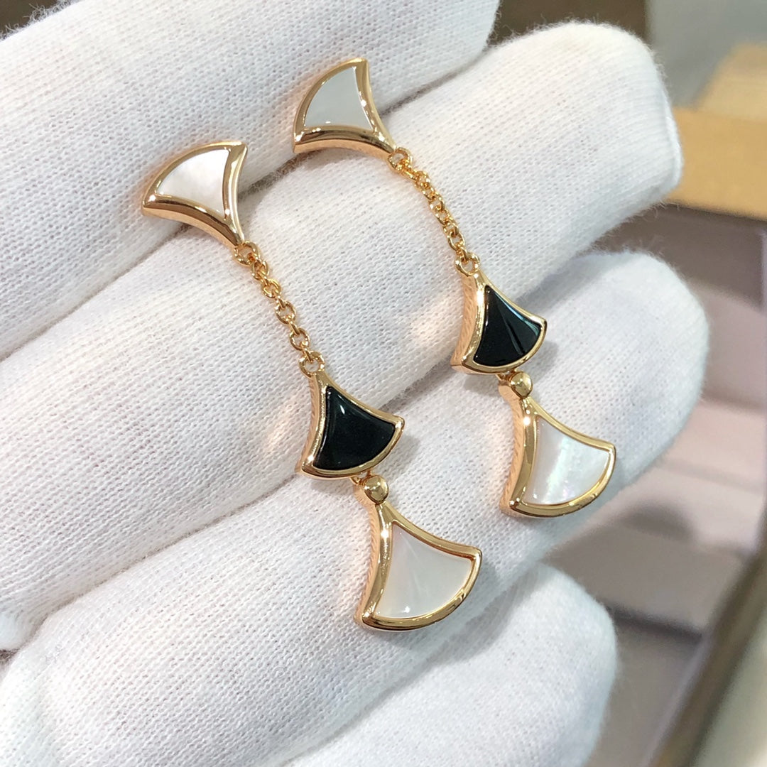 [Resenly Jewelry]DREAM EARRINGS 3 MOTIFS ONYX MOP PINK GOLD