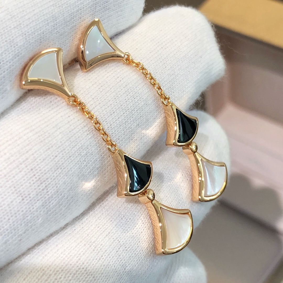 [Resenly Jewelry]DREAM EARRINGS 3 MOTIFS ONYX MOP PINK GOLD