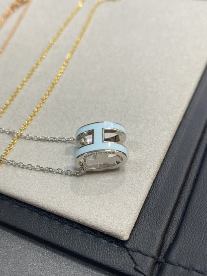 [Resenly Jewelry]POP H LIGHT BLUE NECKLACE
