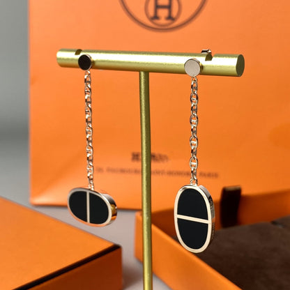 [Resenly Jewelry]CHAINE VERSO ブラックセラミックピアス