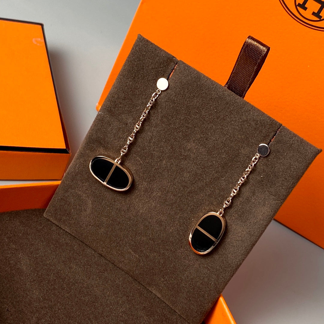 [Resenly Jewelry]CHAINE VERSO ブラックセラミックピアス
