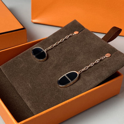 [Resenly Jewelry]CHAINE VERSO ブラックセラミックピアス