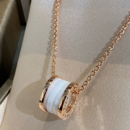 [Resenly Jewelry]ZERO 1 WHITE CERAMIC PINK GOLD NECKLACE