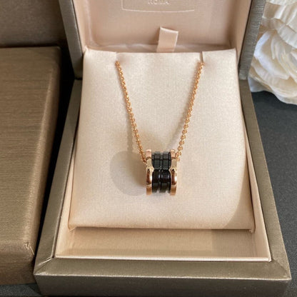 [Resenly Jewelry]ZERO 1 BLACK CERAMIC PINK GOLD NECKLACE
