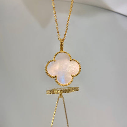 [Resenly Jewelry] クローバー 25MM マザーオブパール ラージペンダントネックレス