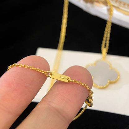 [Resenly Jewelry] クローバー 25MM マザーオブパール ラージペンダントネックレス