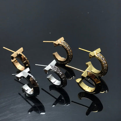 [Resenly Jewelry] Tフープ ダイヤモンドピアス