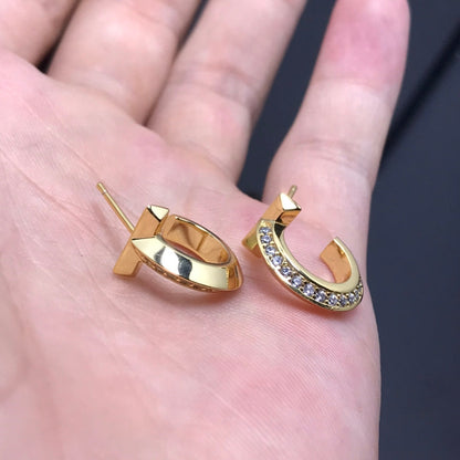 [Resenly Jewelry] Tフープ ダイヤモンドピアス