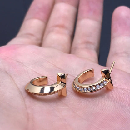 [Resenly Jewelry] Tフープ ダイヤモンドピアス