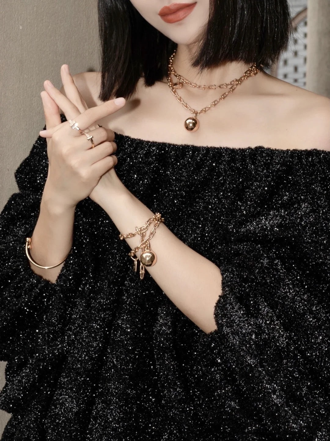[Resenly Jewelry]HARDWEAR WRAP PINK GOLD BRACELET