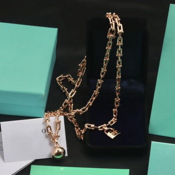 [Resenly Jewelry]HARDWEAR PINK GOLD WRAP NECKLACE