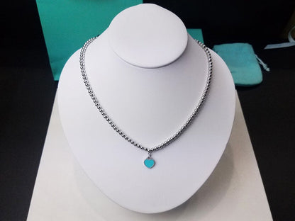 [Resenly Jewelry]ハートペンダント シルバーボールチェーンネックレス