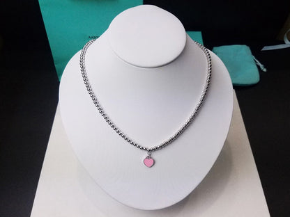 [Resenly Jewelry]ハートペンダント シルバーボールチェーンネックレス