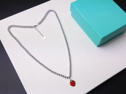 [Resenly Jewelry]ハートペンダント シルバーボールチェーンネックレス