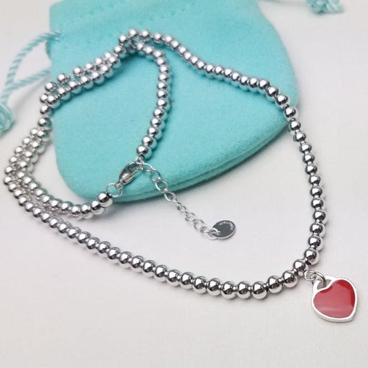 [Resenly Jewelry]HEART PEDANT SILVER BALL CHAIN NECKLACE