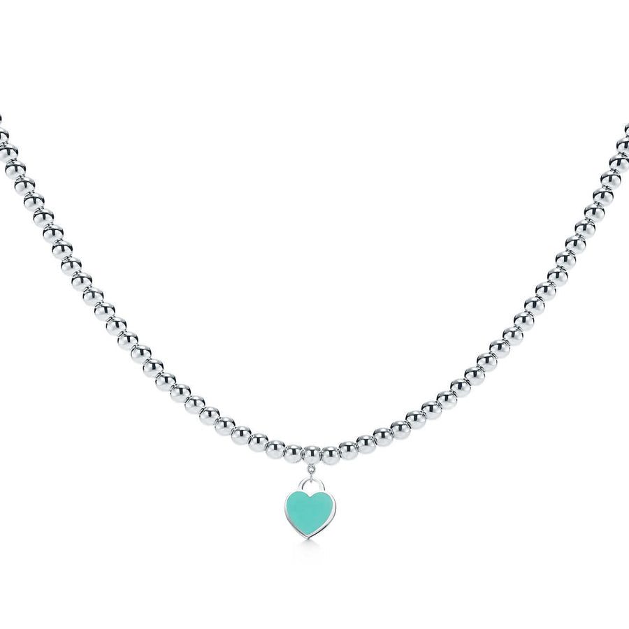 [Resenly Jewelry]ハートペンダント シルバーボールチェーンネックレス