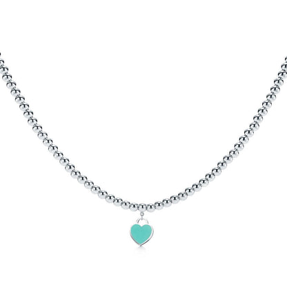 [Resenly Jewelry]ハートペンダント シルバーボールチェーンネックレス