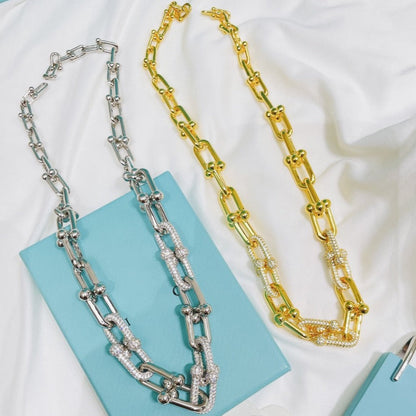 [Resenly Jewelry]ハードウェア ネックレス ダイヤモンド パヴェ