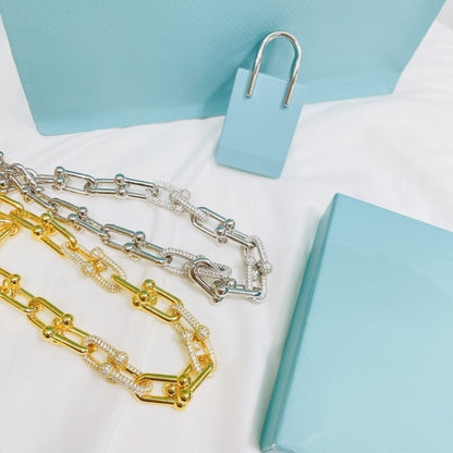 [Resenly Jewelry]ハードウェア ネックレス ダイヤモンド パヴェ