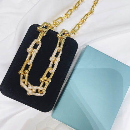 [Resenly Jewelry]ハードウェア ネックレス ダイヤモンド パヴェ